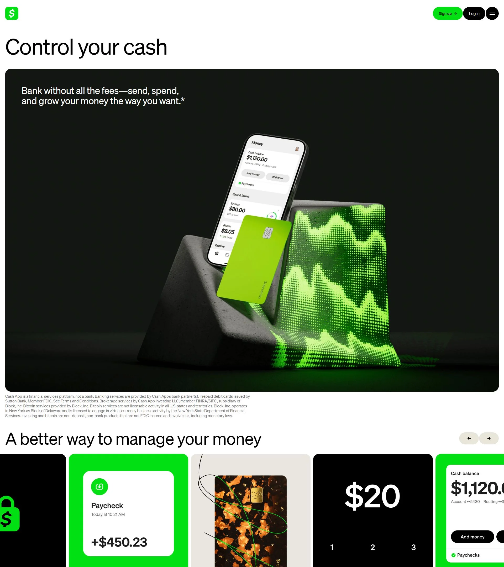 Cash App homepage