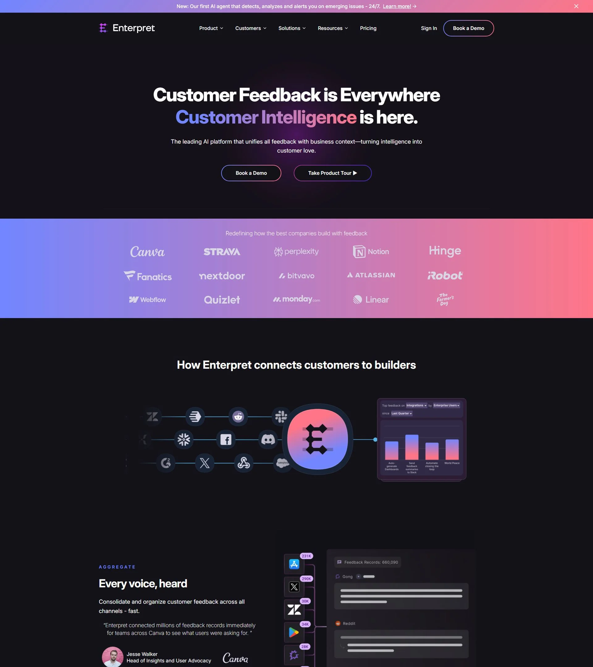 enterpret.com homepage