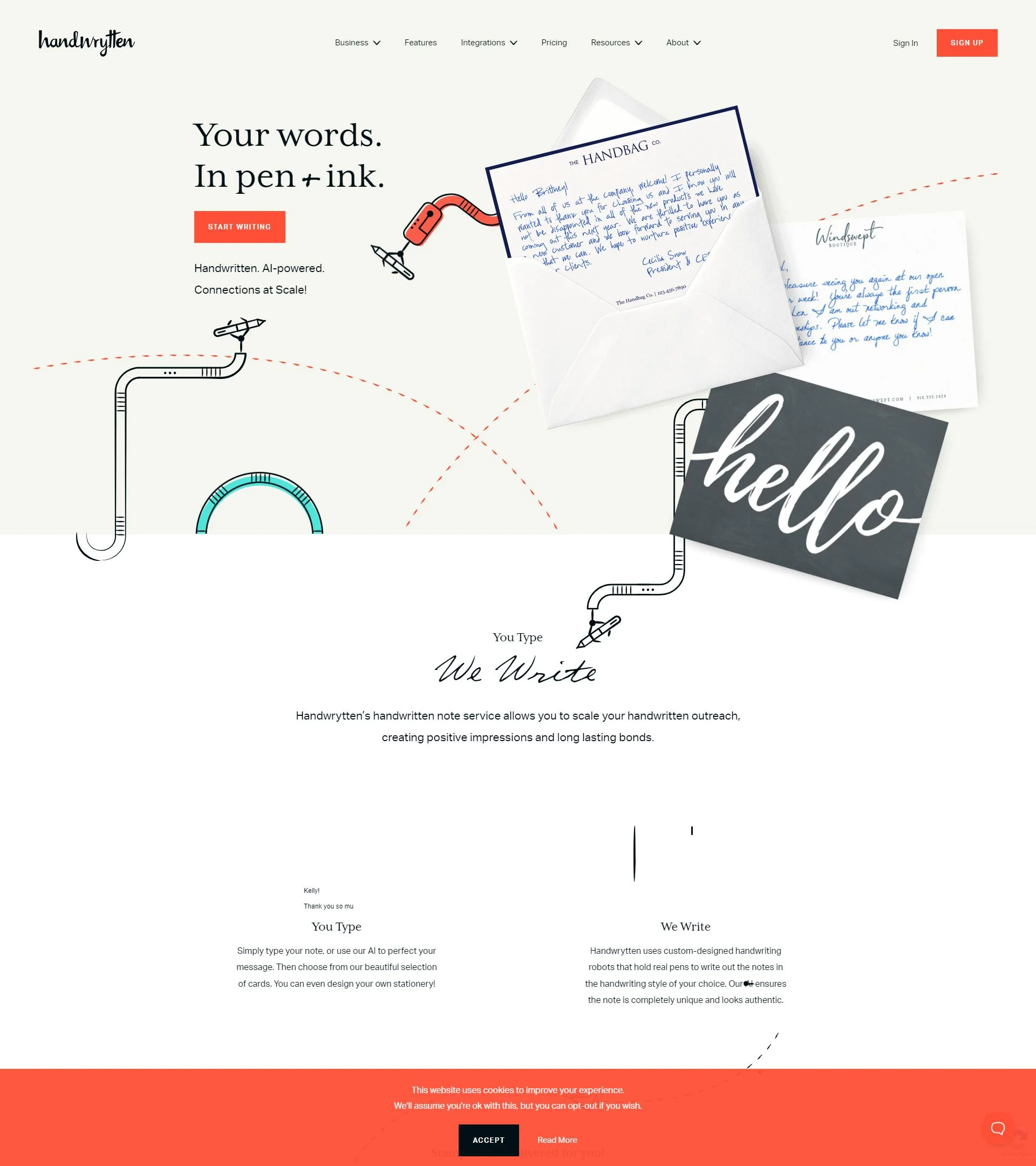 handwrytten.com homepage