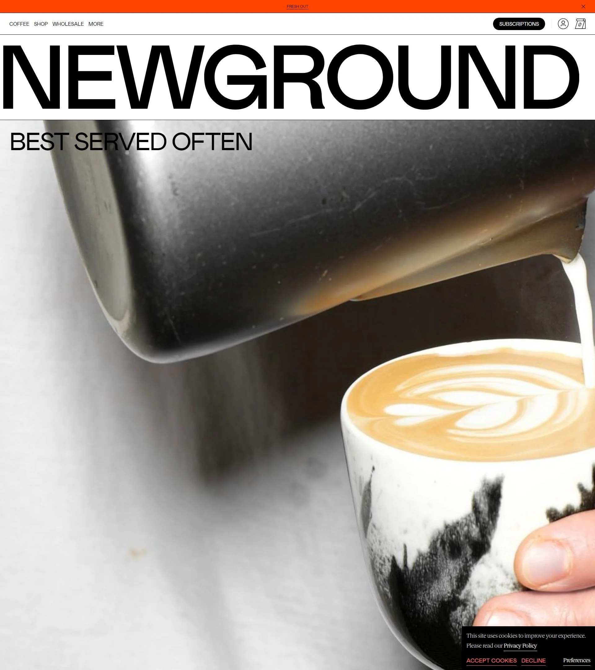 New Ground Coffee homepage
