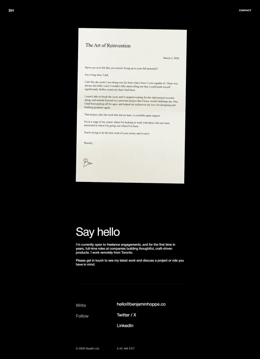 benjaminhoppe.co full-page screenshot