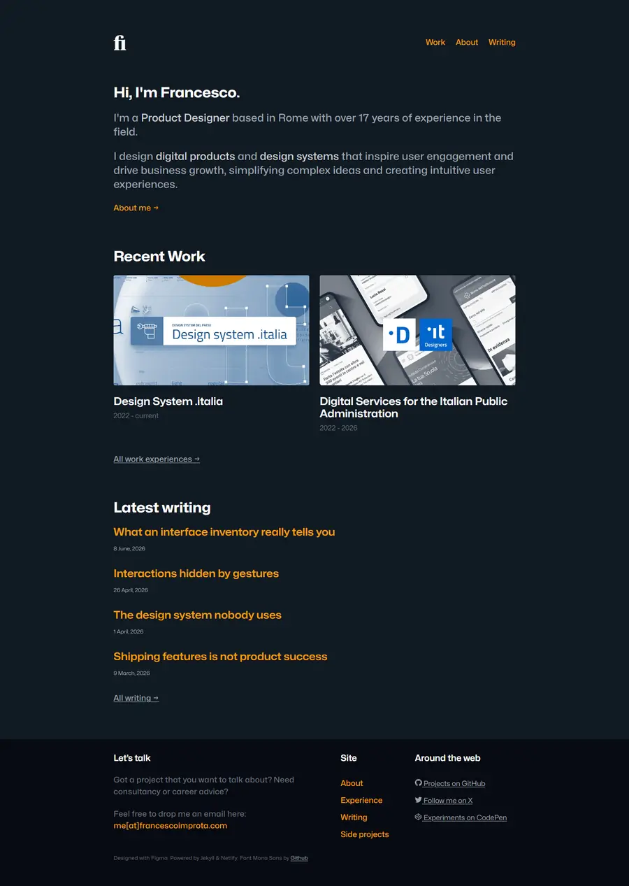 francescoimprota.com full-page screenshot
