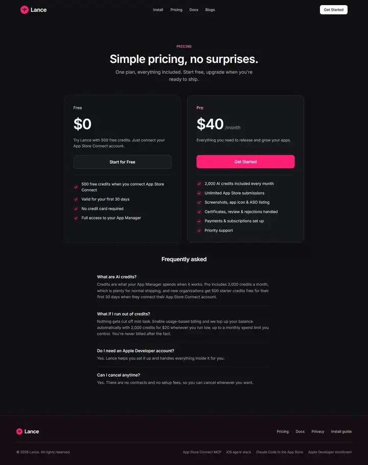 Pricing full-page screenshot