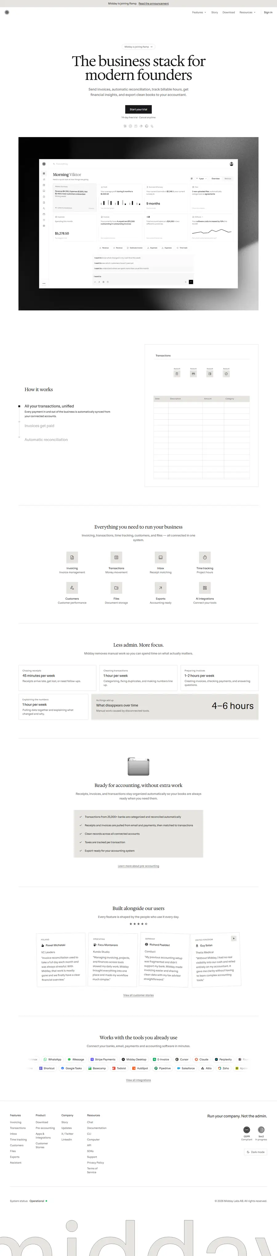 midday.ai full-page screenshot