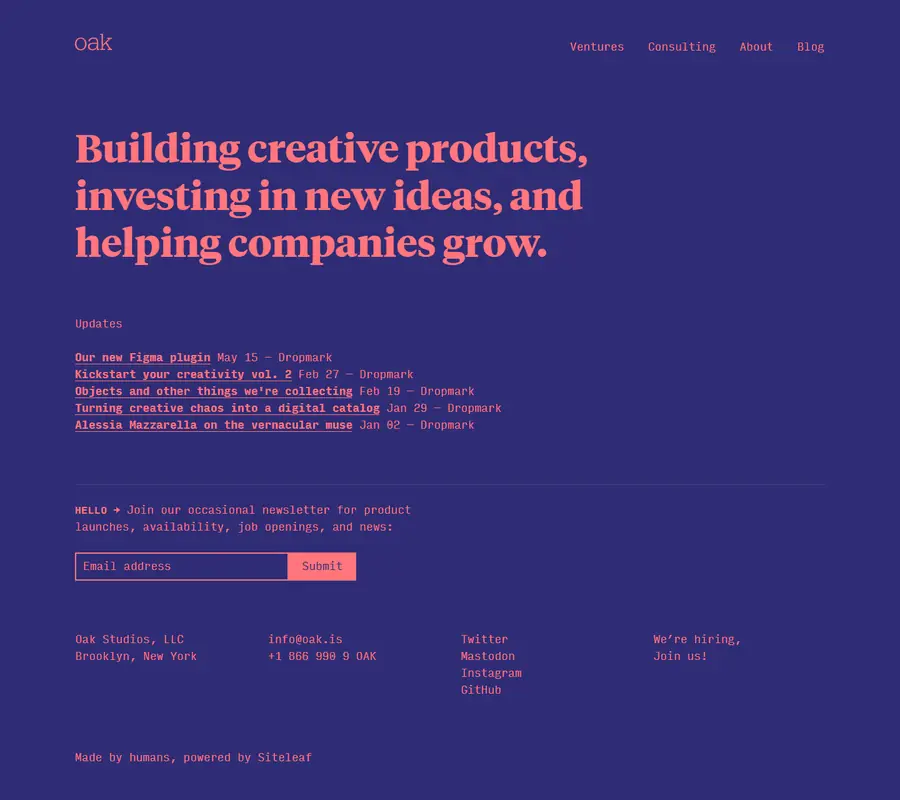oak.is full-page screenshot