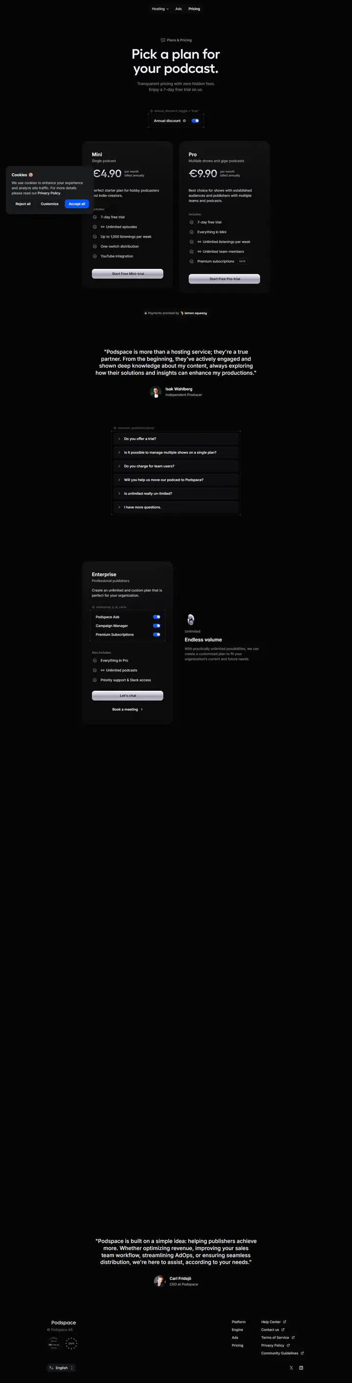 Pricing full-page screenshot