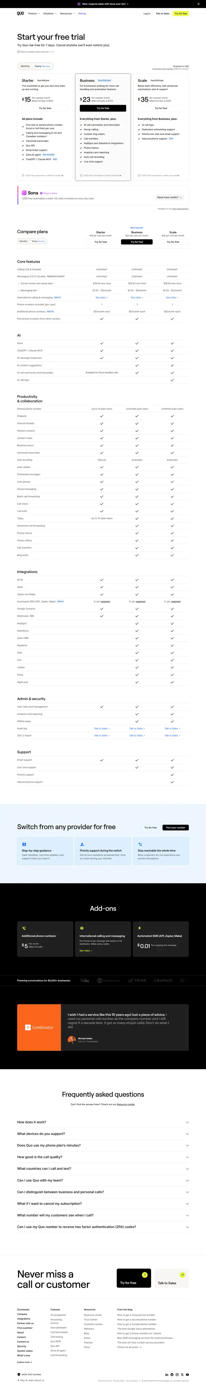 Pricing full-page screenshot