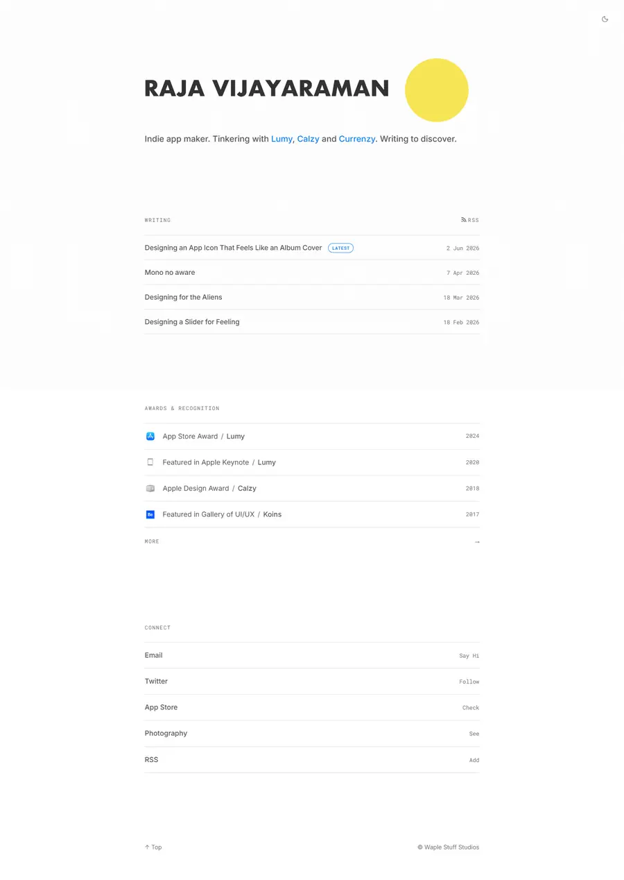 rajavijayaraman.com full-page screenshot