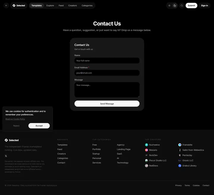 Contact full-page screenshot
