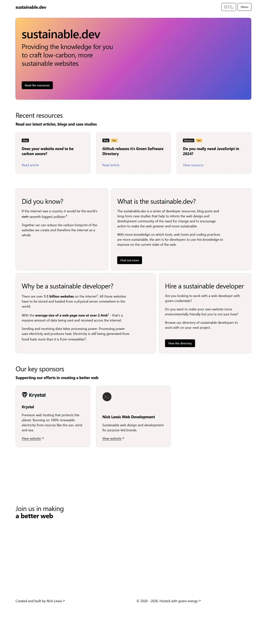 the-sustainable.dev full-page screenshot