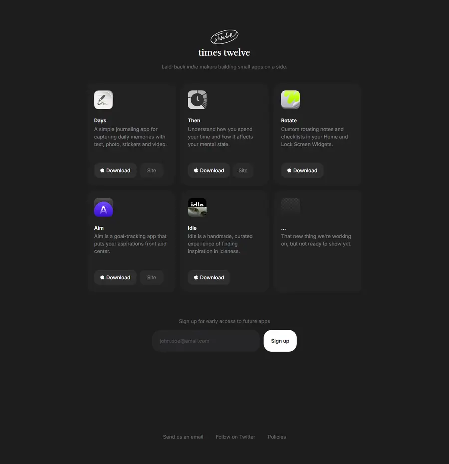 timestwelve.xyz full-page screenshot