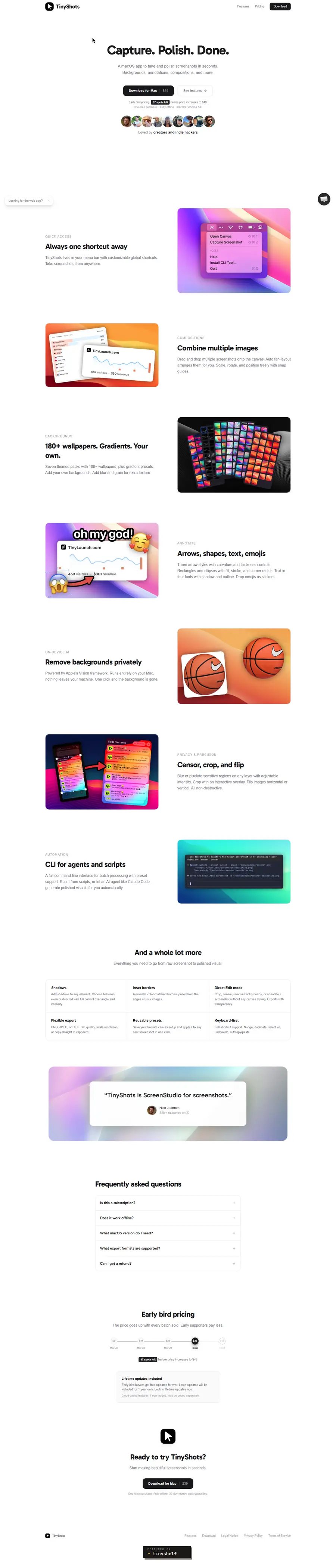 tinyshots.app full-page screenshot