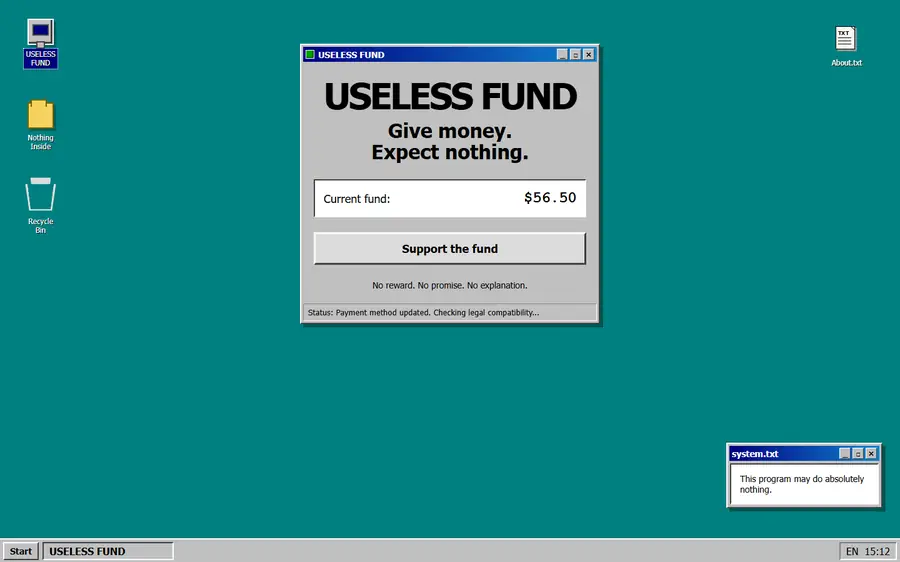uselessfund.com full-page screenshot