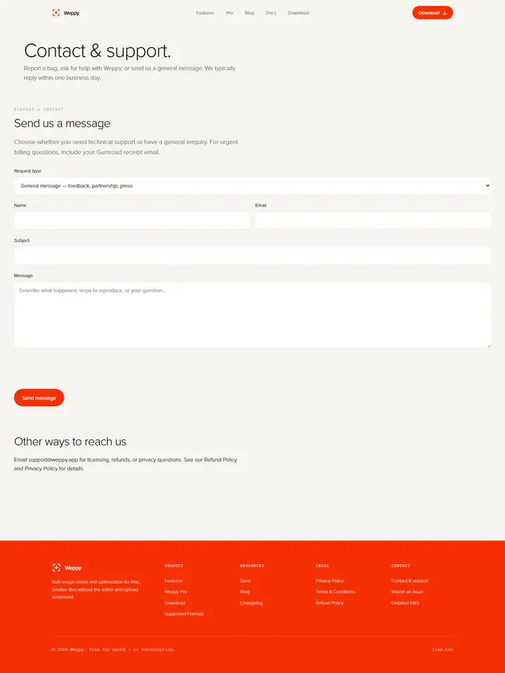 Contact full-page screenshot